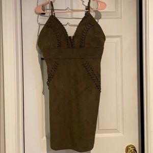 Olive green suede dress NWT from the lace cactus